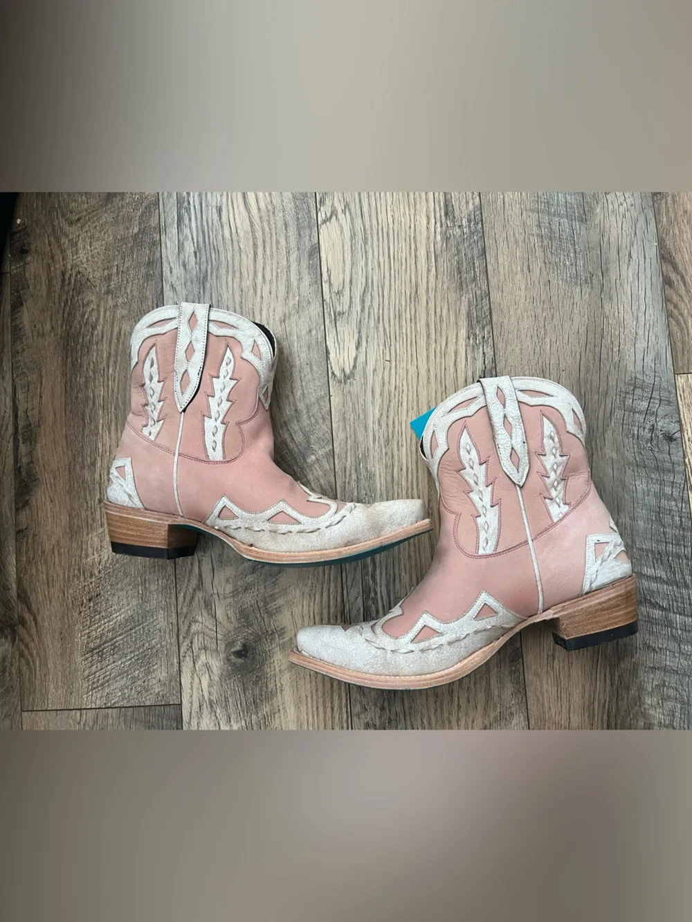 Lane boots chase the wind two tone blush and white booties size 8 - Picture 14 of 17